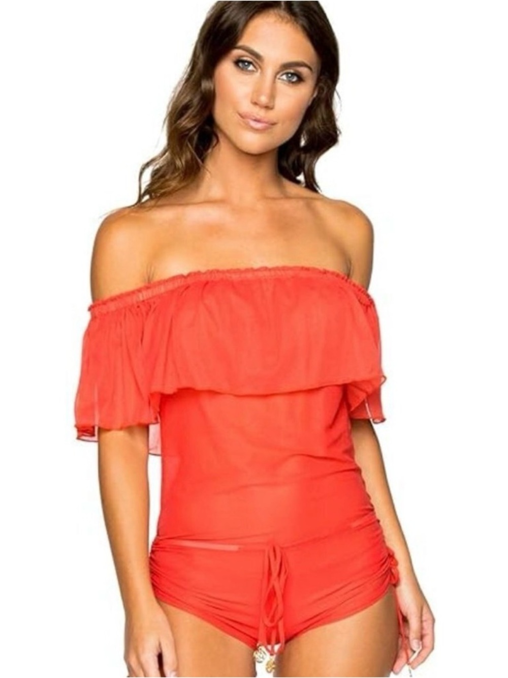 Luli Fama Coral Off The Shoulder Swim Suit Cover-up - Beachwear - Girl on Fire